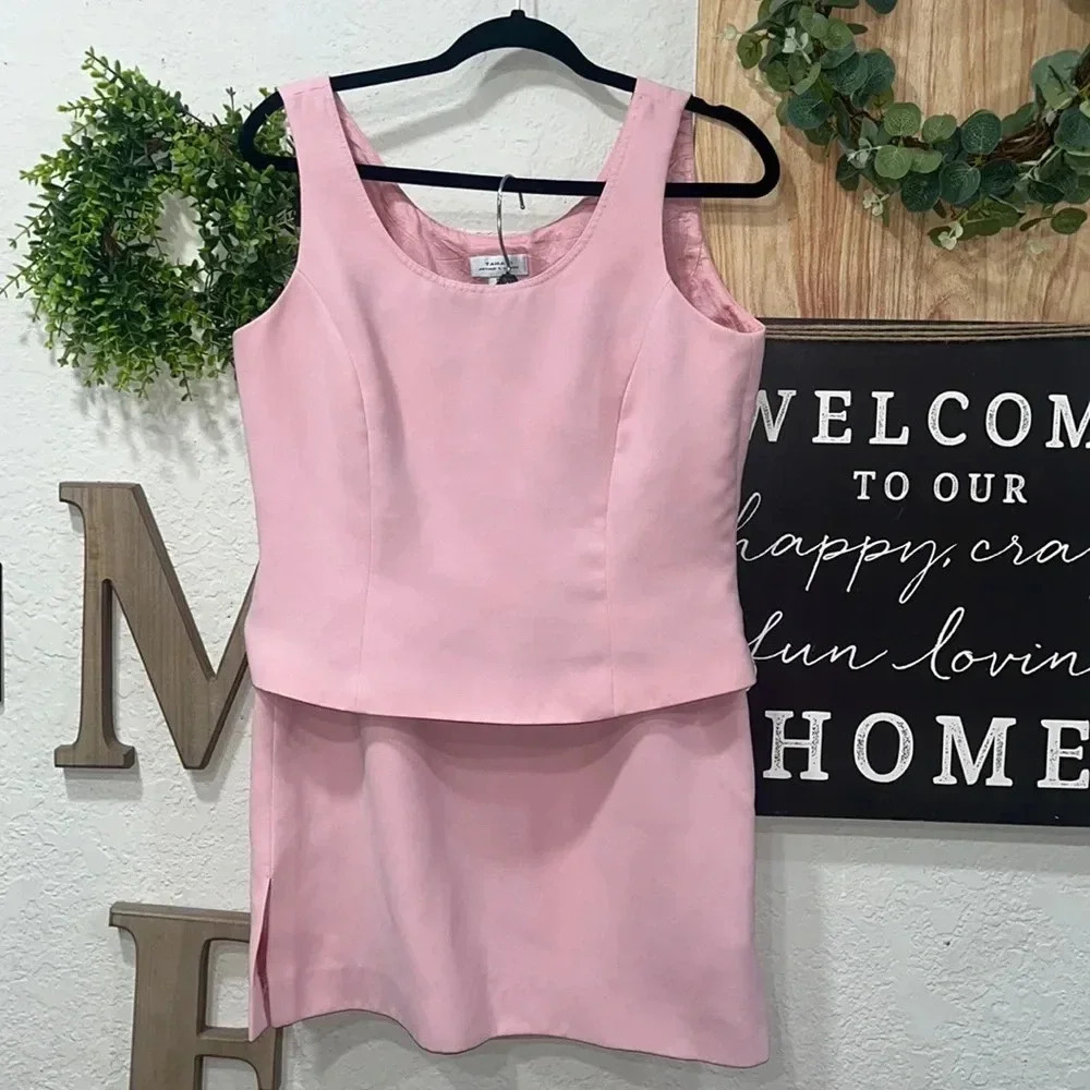 Tahari Pink Two-Piece Sleeveless Dress Set